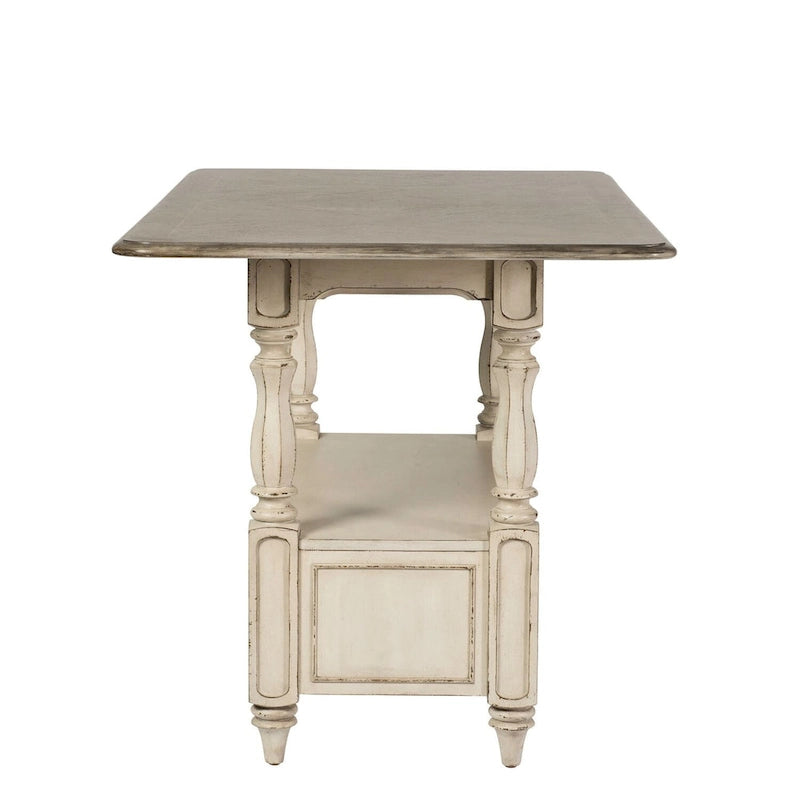 Antique White & Weathered Bark Counter-Height Gathering Table, Seats 4–6