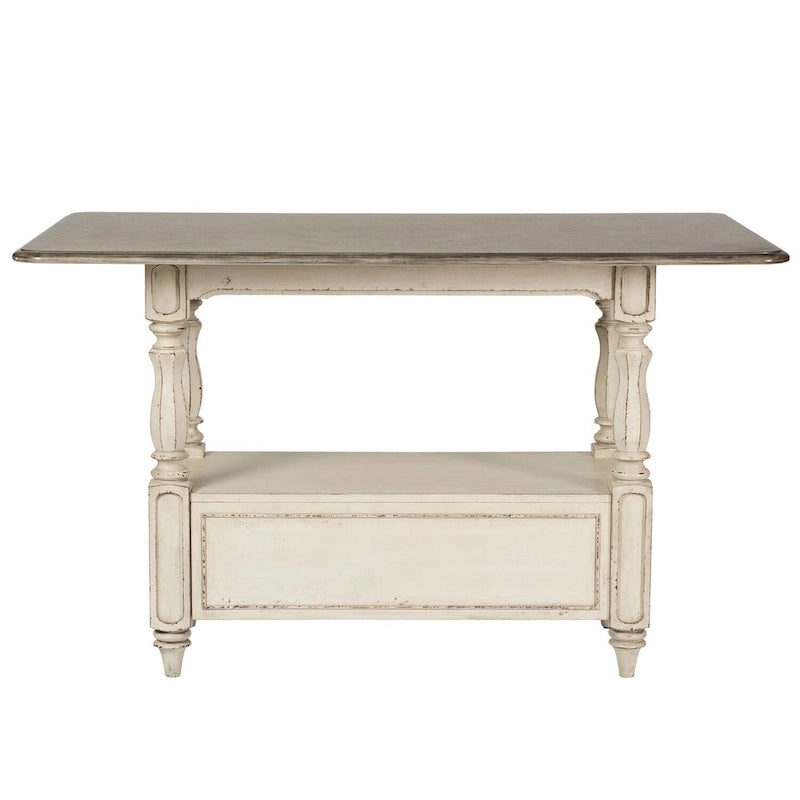 Antique White & Weathered Bark Counter-Height Gathering Table, Seats 4–6