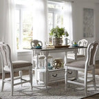 Antique White & Weathered Bark Counter-Height Gathering Table, Seats 4–6