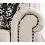 Beige Glam Button-Tufted Sofa, Seats 3