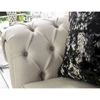 Beige Glam Button-Tufted Sofa, Seats 3