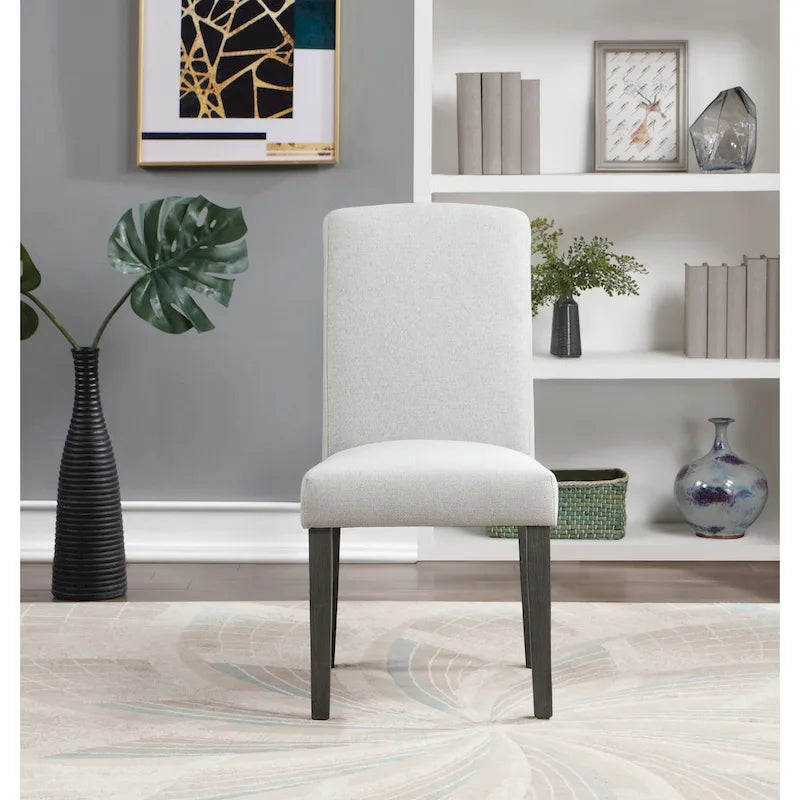 High-Back Upholstered Dining Chair, Set of 2 – Light Grey / Charcoal / Oyster Grey / Navy