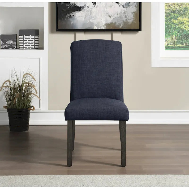 High-Back Upholstered Dining Chair, Set of 2 – Light Grey / Charcoal / Oyster Grey / Navy