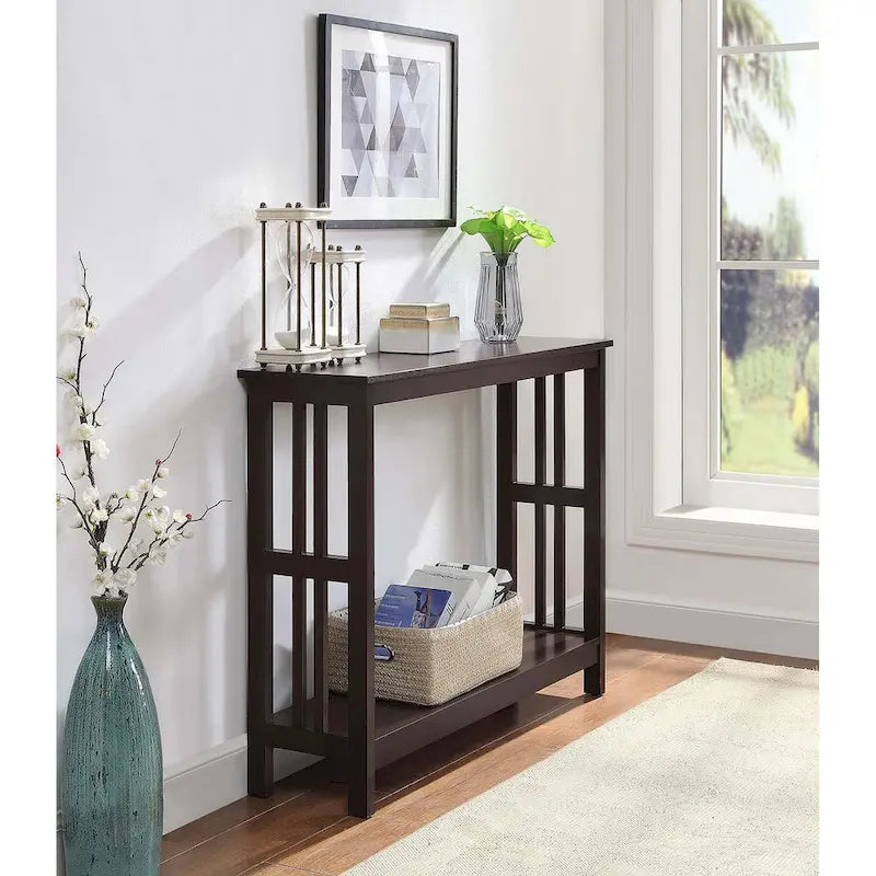 White / Black / Espresso / Grey Console Table with Bottom Shelf