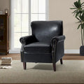 Single Seat Rolled Arm Nailhead Trim Vegan Leather Armchair - Black / Navy / Brown / Camel / Grey / Ivory