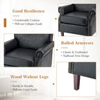 Single Seat Rolled Arm Nailhead Trim Vegan Leather Armchair - Black / Navy / Brown / Camel / Grey / Ivory
