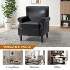 Single Seat Rolled Arm Nailhead Trim Vegan Leather Armchair - Black / Navy / Brown / Camel / Grey / Ivory