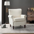 Single Seat Rolled Arm Nailhead Trim Vegan Leather Armchair - Black / Navy / Brown / Camel / Grey / Ivory