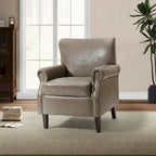 Single Seat Rolled Arm Nailhead Trim Vegan Leather Armchair - Black / Navy / Brown / Camel / Grey / Ivory