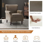 Single Seat Rolled Arm Nailhead Trim Vegan Leather Armchair - Black / Navy / Brown / Camel / Grey / Ivory