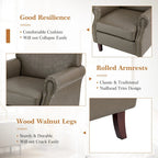 Single Seat Rolled Arm Nailhead Trim Vegan Leather Armchair - Black / Navy / Brown / Camel / Grey / Ivory