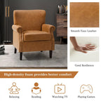Single Seat Rolled Arm Nailhead Trim Vegan Leather Armchair - Black / Navy / Brown / Camel / Grey / Ivory