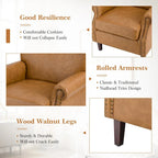 Single Seat Rolled Arm Nailhead Trim Vegan Leather Armchair - Black / Navy / Brown / Camel / Grey / Ivory