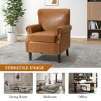 Single Seat Rolled Arm Nailhead Trim Vegan Leather Armchair - Black / Navy / Brown / Camel / Grey / Ivory