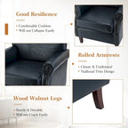 Single Seat Rolled Arm Nailhead Trim Vegan Leather Armchair - Black / Navy / Brown / Camel / Grey / Ivory