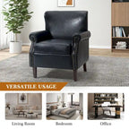 Single Seat Rolled Arm Nailhead Trim Vegan Leather Armchair - Black / Navy / Brown / Camel / Grey / Ivory