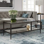 45" Rectangular Glass Top Coffee Table – Black / Bronze / Satin Nickel