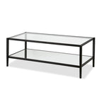 45" Rectangular Glass Top Coffee Table – Black / Bronze / Satin Nickel