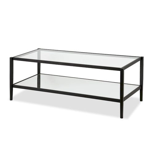 45" Rectangular Glass Top Coffee Table – Black / Bronze / Satin Nickel