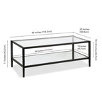 45" Rectangular Glass Top Coffee Table – Black / Bronze / Satin Nickel