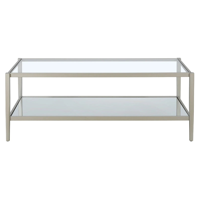 45" Rectangular Glass Top Coffee Table – Black / Bronze / Satin Nickel