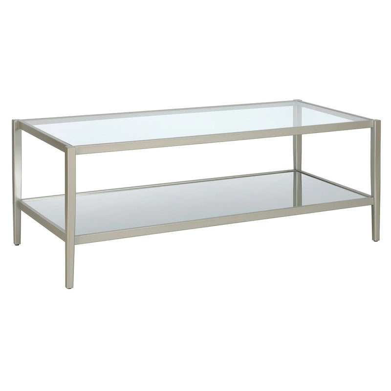 45" Rectangular Glass Top Coffee Table – Black / Bronze / Satin Nickel