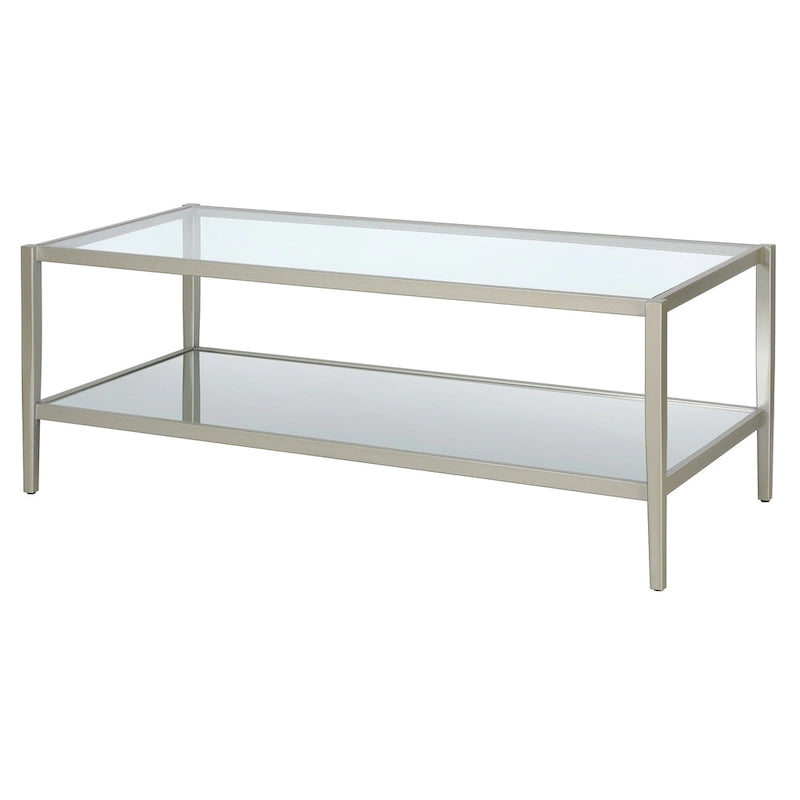 45" Rectangular Glass Top Coffee Table – Black / Bronze / Satin Nickel