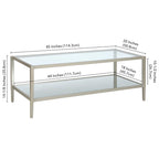 45" Rectangular Glass Top Coffee Table – Black / Bronze / Satin Nickel