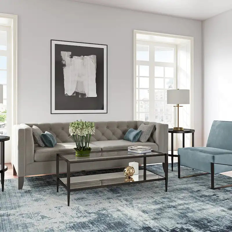 45" Rectangular Glass Top Coffee Table – Black / Bronze / Satin Nickel