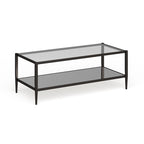 45" Rectangular Glass Top Coffee Table – Black / Bronze / Satin Nickel