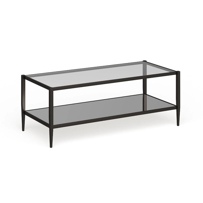 45" Rectangular Glass Top Coffee Table – Black / Bronze / Satin Nickel