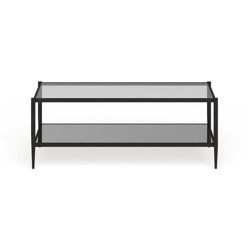 45" Rectangular Glass Top Coffee Table – Black / Bronze / Satin Nickel