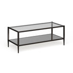 45" Rectangular Glass Top Coffee Table – Black / Bronze / Satin Nickel