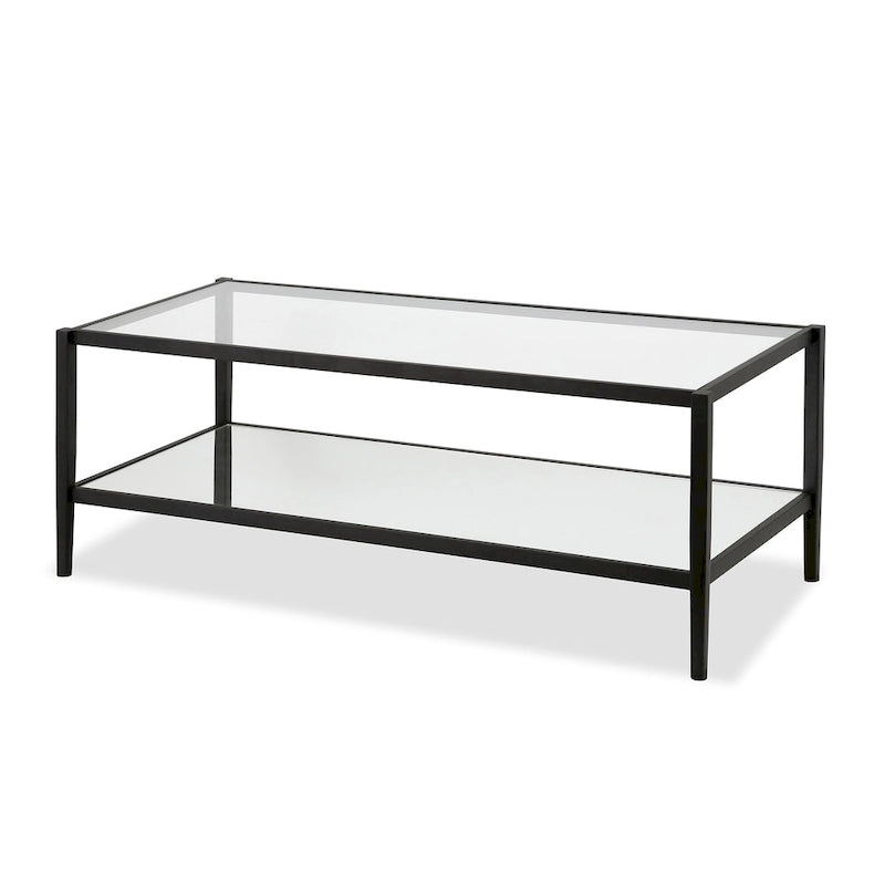 45" Rectangular Glass Top Coffee Table – Black / Bronze / Satin Nickel