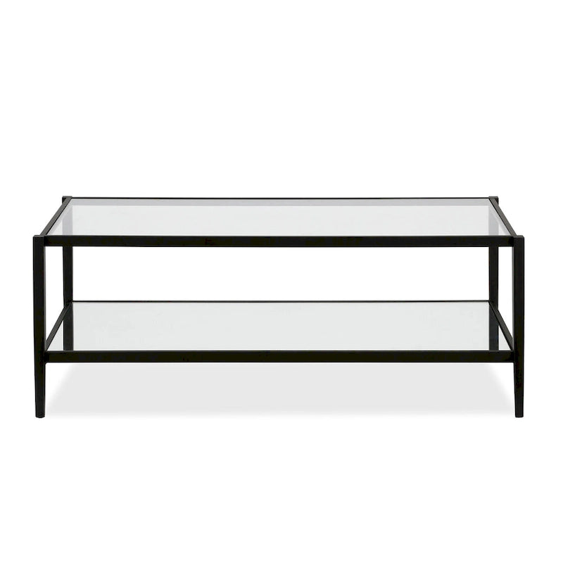 45" Rectangular Glass Top Coffee Table – Black / Bronze / Satin Nickel