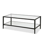 45" Rectangular Glass Top Coffee Table – Black / Bronze / Satin Nickel