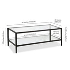 45" Rectangular Glass Top Coffee Table – Black / Bronze / Satin Nickel