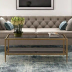 45" Rectangular Glass Top Coffee Table – Black / Bronze / Satin Nickel