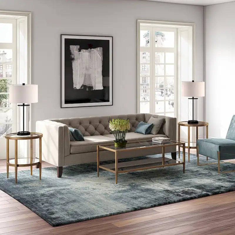 45" Rectangular Glass Top Coffee Table – Black / Bronze / Satin Nickel