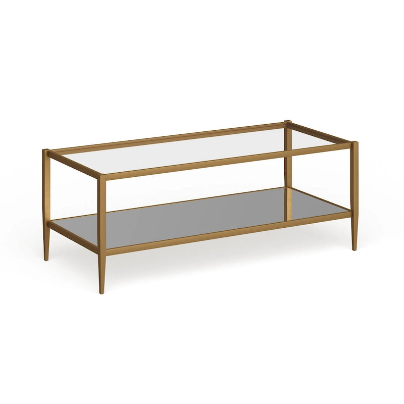 45" Rectangular Glass Top Coffee Table – Black / Bronze / Satin Nickel