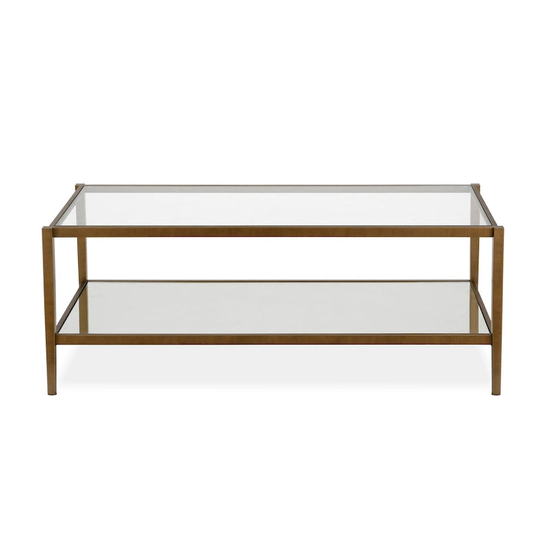 45" Rectangular Glass Top Coffee Table – Black / Bronze / Satin Nickel