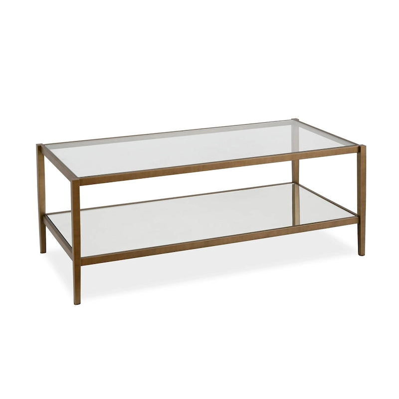 45" Rectangular Glass Top Coffee Table – Black / Bronze / Satin Nickel