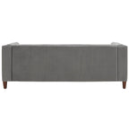 Grey Velvet Button-Tufted Sofa / Loveseat, 2–3 Seater