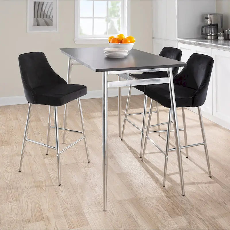 Counter Height Dining Table, Wood Top & Metal Legs, Seats 4 | Black/White, Chrome/Gold/Black