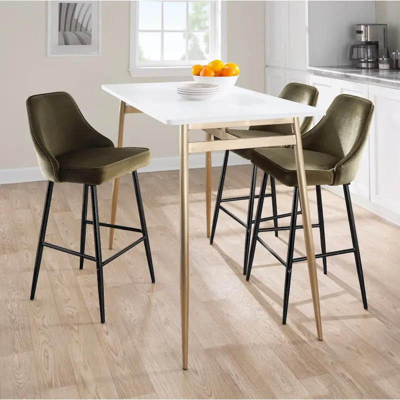 Counter Height Dining Table, Wood Top & Metal Legs, Seats 4 | Black/White, Chrome/Gold/Black