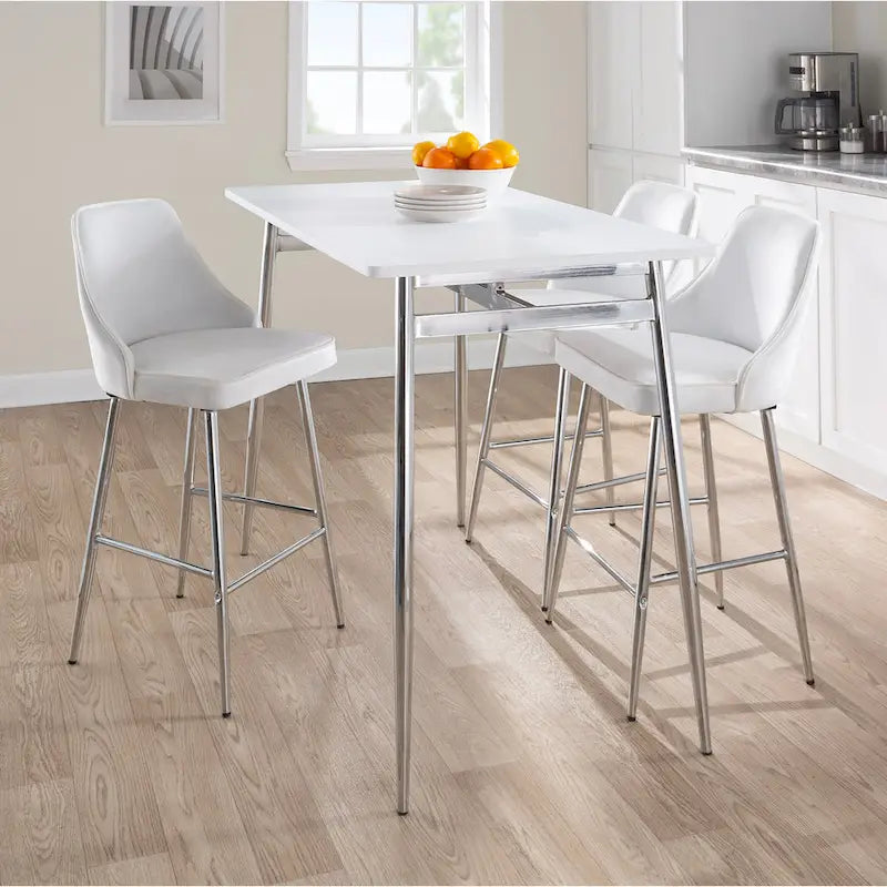 Counter Height Dining Table, Wood Top & Metal Legs, Seats 4 | Black/White, Chrome/Gold/Black