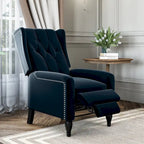Charcoal Grey / Ruby Red / Navy Blue / Emerald Green Velvet Wingback Push Back Recliner Chair for 1