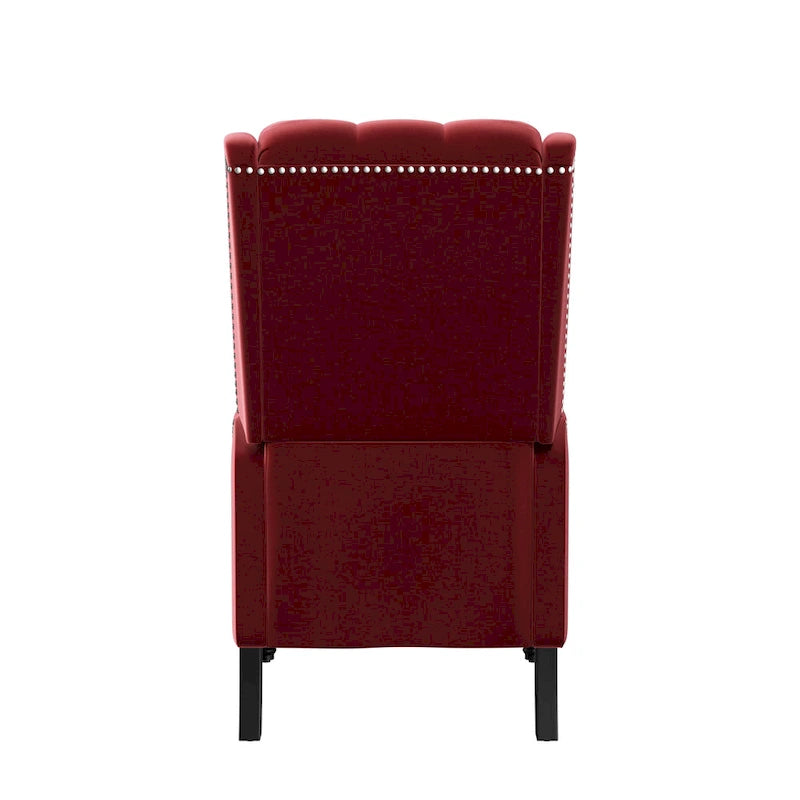 Charcoal Grey / Ruby Red / Navy Blue / Emerald Green Velvet Wingback Push Back Recliner Chair for 1