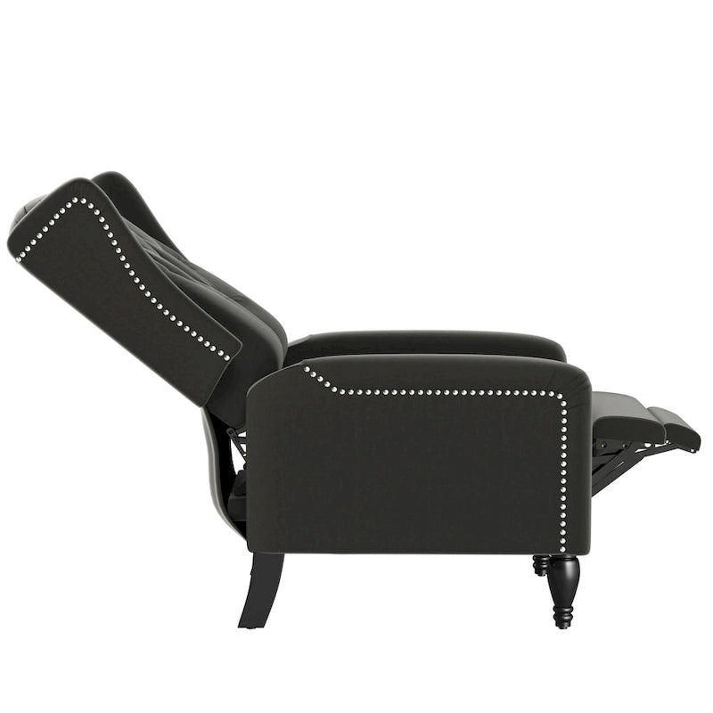 Charcoal Grey / Ruby Red / Navy Blue / Emerald Green Velvet Wingback Push Back Recliner Chair for 1