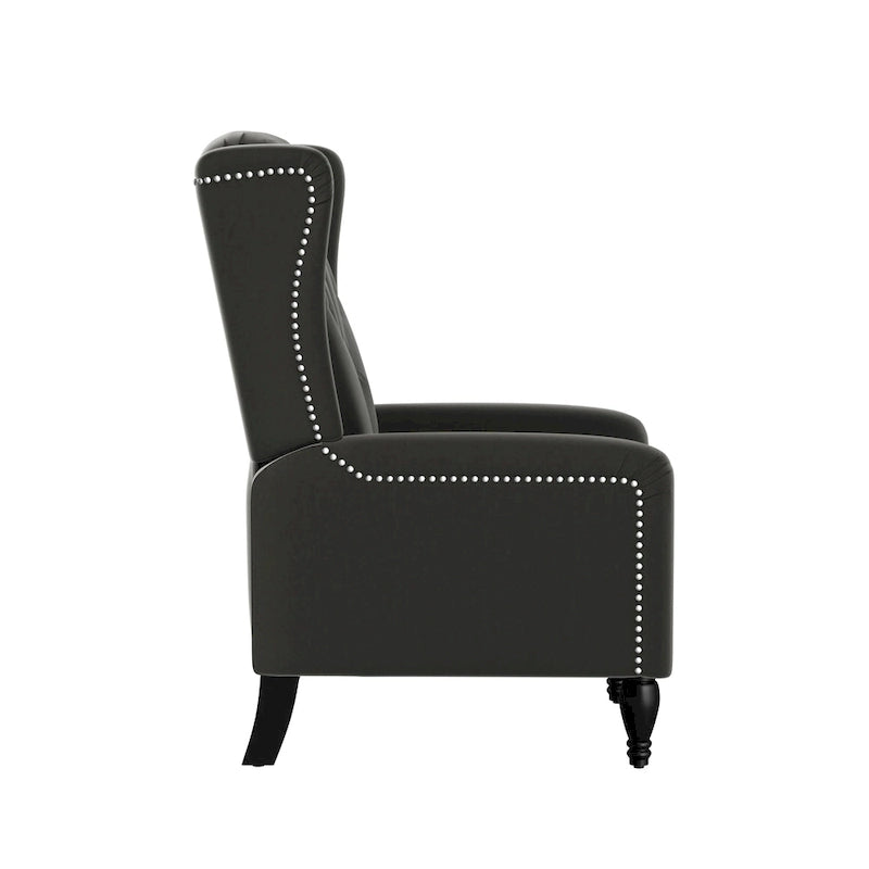 Charcoal Grey / Ruby Red / Navy Blue / Emerald Green Velvet Wingback Push Back Recliner Chair for 1